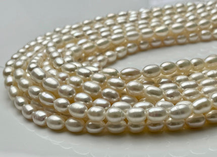 6x8-10 mm AA Natural White Rice Freshwater Pearl Beads Genuine Freshwater Rice / Oval Pearls High Luster Freshwater Pearl Beads #P1695
