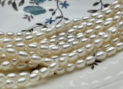 6x8-10 mm AA Natural White Rice Freshwater Pearl Beads Genuine Freshwater Rice / Oval Pearls High Luster Freshwater Pearl Beads #P1695
