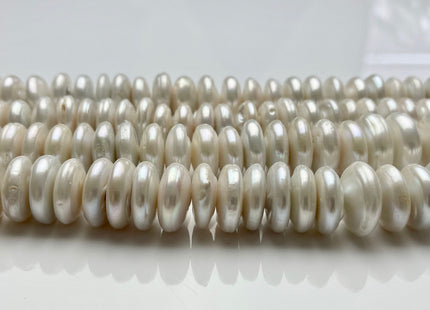 14.5 mm Large Rondelle White Freshwater Coin Pearls Genuine Cultured Freshwater Coin Pearls Beads Limited Edition Rondelle Shape # 1228