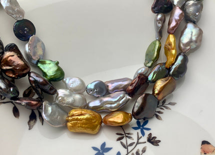 10x15 mm Mixed Color Keshi Freshwater Pearl Beads Jumbo Size Mixed Champagne Gray Gold Brown Green White Keshi Nugget Pearl Beads #P1615