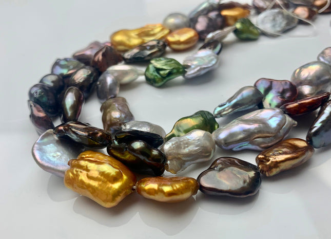 10x15 mm Mixed Color Keshi Freshwater Pearl Beads Jumbo Size Mixed Champagne Gray Gold Brown Green White Keshi Nugget Pearl Beads #P1615
