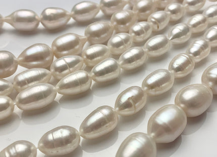 9-11x13-15 mm AA Natural White Tear-Drop Rice Shape Freshwater Pearl Beads Genuine Natural Freshwater Pearls #1090