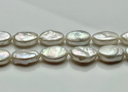 9-10x13-14 mm AA Natural Freshwater Pearl Oval Coin, Cultured Genuine Coin Pearls High Luster White Oval Coin Pearl Beads #1184
