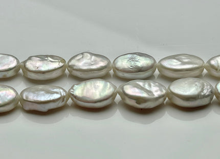9-10x13-14 mm AA Natural Freshwater Pearl Oval Coin, Cultured Genuine Coin Pearls High Luster White Oval Coin Pearl Beads #1184