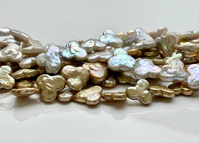 12 -13mm Natural Pink OR Gold Champagn Flower Shape Genuine Freshwater Coin Pearl Beads Irregular Pearls Limited Edition Pearl #214