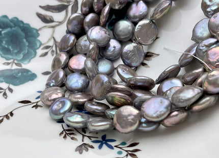 12 mm Mauve Gray Coin Freshwater Pearl Beads, Flat Coin Freshwater Pearl Beads, Coin Pearl Beads,Dark Gray Coin Pearl #92
