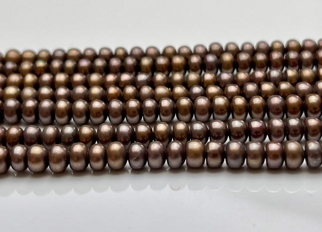 5-5.5 mm AAA Chocolate Brown Round Button Freshwater Pearl Beads Genuine High Luster Cultured Rondelle Button Pearls #P1707