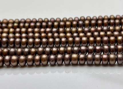 5-5.5 mm AAA Chocolate Brown Round Button Freshwater Pearl Beads Genuine High Luster Cultured Rondelle Button Pearls #P1707
