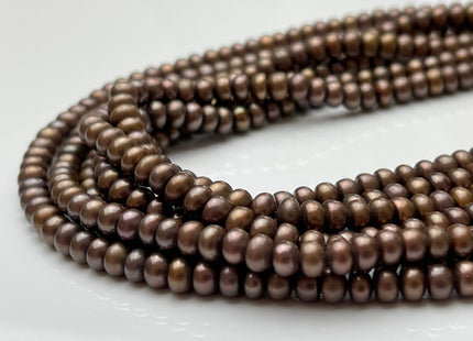 5-5.5 mm AAA Chocolate Brown Round Button Freshwater Pearl Beads Genuine High Luster Cultured Rondelle Button Pearls #P1707