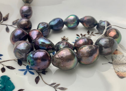 12x15-15x18mm or 14x17-17x23mm Rainbow Peacock Baroque Freshwater Pearl Beads Genuine High Luster Quality Baroque Pearls #P1704