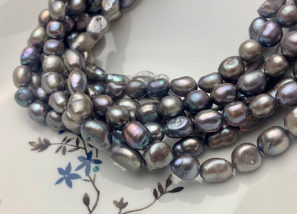 8-9x9-11 mm Abalone Gray Color Rice Nugget Freshwater Pearl Beads Genuine Smooth High Luster Freshwater Rice Nugget Pearls 36 Pieces #P1706