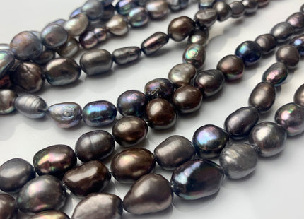 7-9x10-11 mm Dark Abalone Gray Color Rice Nugget Graduated Freshwater Pearl Beads Genuine Freshwater Rice Nugget Pearls Pieces #P1705