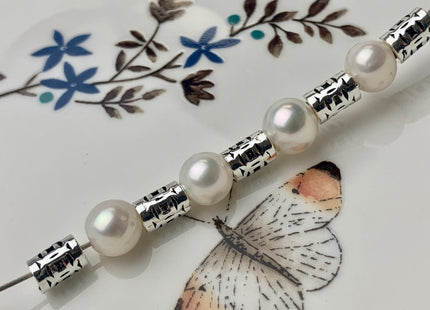 One Piece 5x7mm 925 Sterling Silver Tibetan Style Silver Spacer Genuine Sterling Silver Spacer Bali Antique Tube Large Hole Beads #10207