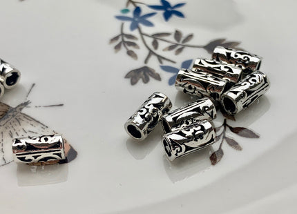 One Piece 5x10mm 925 Sterling Silver Tibetan Style Silver Spacer Genuine Sterling Silver Spacer Bali Antique Tube Large Hole Beads #10209