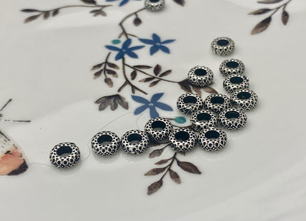 One Piece 2x6mm or 3x8mm 925 Sterling Silver Tibetan Style Silver Spacer Genuine Silver Spacer Bali Antique Tube Large Hole Beads #10222