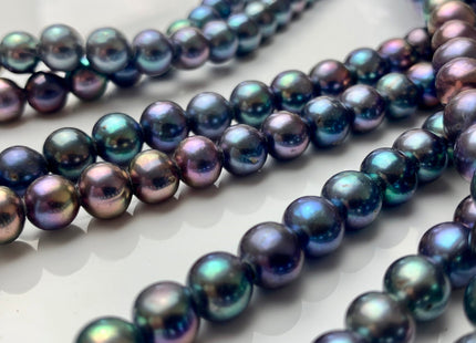 8-8.5mm Half Strand AAA Potato Rainbow Peacock Freshwater Pearls 2.1mm Hole Genuine Large Hole Freshwater Pearls #168