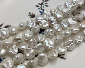 9x11 mm AA Natural White Freshwater Flat Keshi Pearls Genuine High Luster Natural White Freshwater Pearls #1347