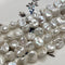9x11 mm AA Natural White Freshwater Flat Keshi Pearls Genuine High Luster Natural White Freshwater Pearls #1347