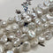 9x11 mm AA Natural White Freshwater Flat Keshi Pearls Genuine High Luster Natural White Freshwater Pearls #1347