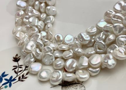 9x11 mm AA Natural White Freshwater Flat Keshi Pearls Genuine High Luster Natural White Freshwater Pearls #1347