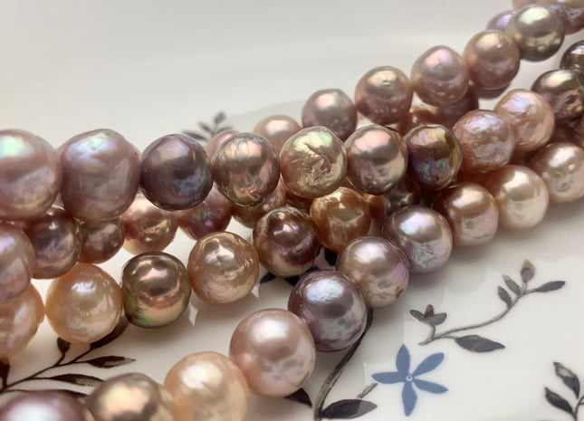 9-11mm AAA Very Rare Dark Mauve Pink Baroque Pearl Genuine Top Quality Natural Edison Pearl With Iridescent Gold Sheen 43 Beads #P1637
