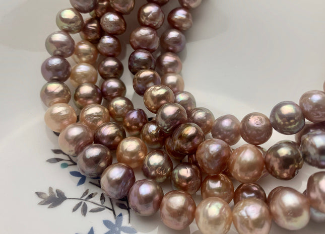 9-11mm AAA Very Rare Dark Mauve Pink Baroque Pearl Genuine Top Quality Natural Edison Pearl With Iridescent Gold Sheen 43 Beads #P1637