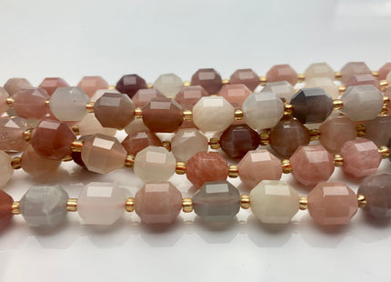 9x10mm Half Strand Faceted Energy Prism Cut Sunstone Gemstone Genuine Double Terminated Points Peach Pink Sunstone Beads 16 Pieces #3771