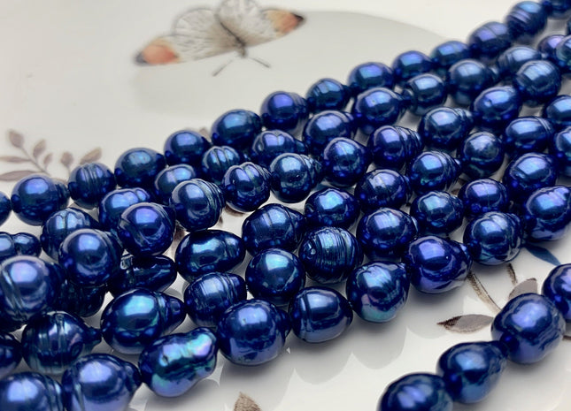 7-8x8-9 mm Navy Blue Baroque Freshwater Pearl Beads Genuine Navy Blue Color Baroque Freshwater Pearls 47-48 Pieces #P1629