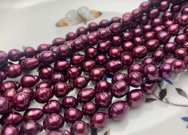 7-8x8-9 mm Dark Burgundy Baroque Freshwater Pearl Beads Genuine Dark Burgundy Color Baroque Freshwater Pearls 47-48 Pieces #P1630