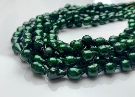 7-8x10-11 mm Forest Green Baroque Freshwater Pearl Beads Genuine Forest Green Color Baroque Freshwater Pearls 47-48 Pieces #P1632