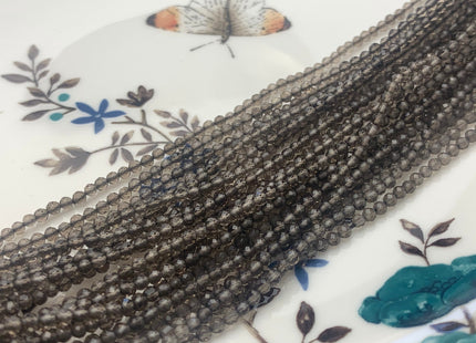 BEST DEAL 2.5 mm Natural Faceted Round Smoky Quartz Gemstone Beads Genuine Natural Quartz Gemstone Loose Beads 15.5 Inches Strand #2596