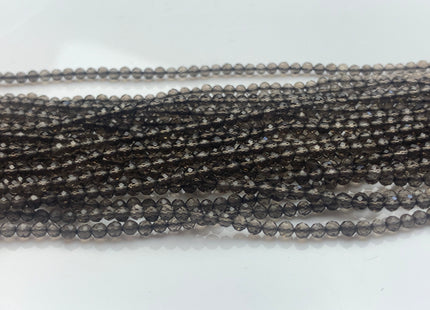 BEST DEAL 2.5 mm Natural Faceted Round Smoky Quartz Gemstone Beads Genuine Natural Quartz Gemstone Loose Beads 15.5 Inches Strand #2596