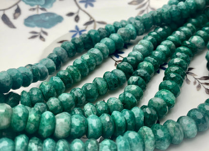 7-8 mm AAA 100% Natural Faceted Rondelle Green Chrysocolla Gemstone Beads Top Quality Gemmy Green Chrysocolla Beads 8 Inches #3773