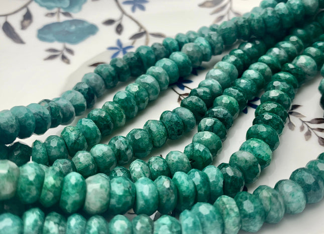 7-8 mm AAA 100% Natural Faceted Rondelle Green Chrysocolla Gemstone Beads Top Quality Gemmy Green Chrysocolla Beads 8 Inches #3773