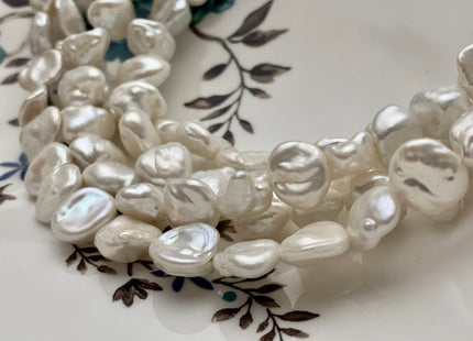 11-13mm AAAA Natural White Freshwater Flat Keshi Pearl Beads Genuine Rare Cornflake High Luster Keshi Center Drilled Pearl #P1658