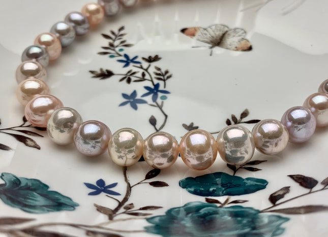 10-11 mm AAA Rare Extra Shiny Natural Mixed Mauve Pink Potato Freshwater Pearl Bead Genuine High Luster Quality Bridal Pearl 41 Beads #P1662