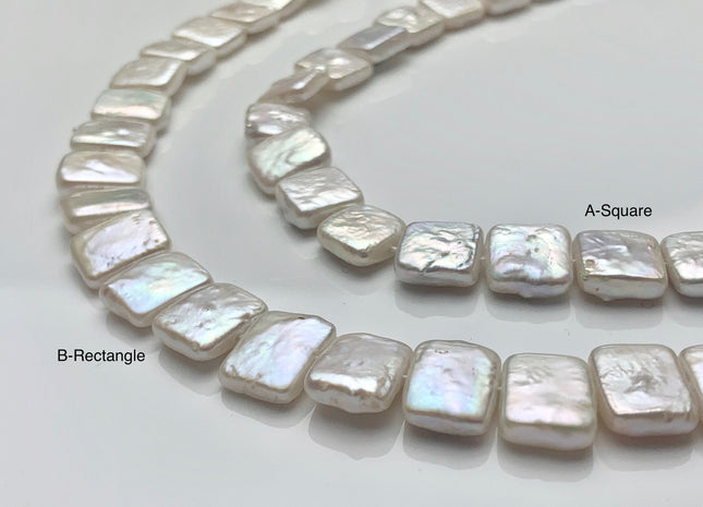 10-11mm or 9x11mm Natural White Square Rectangle Coin Freshwater Pearls Flat Square Coin Pearl Beads Genuine Freshwater Coin Pearls #P1641