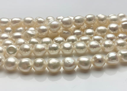 8.5-9 mm AAA Natural White High Luster Nugget Freshwater Pearls Genuine Natural White Smooth Potato Pearl Nuggets 44 Pieces #P1642