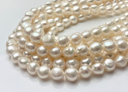 8.5-9 mm AAA Natural White High Luster Nugget Freshwater Pearls Genuine Natural White Smooth Potato Pearl Nuggets 44 Pieces #P1642