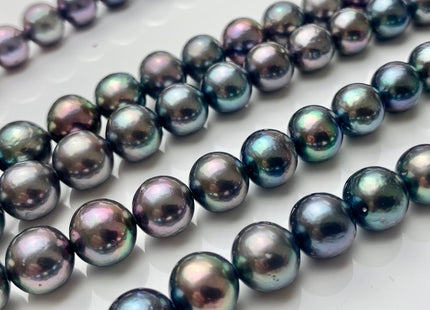 8-10mm AAAA Rare Peacock Round Edison Baroque Pearls Genuine Blue And Gray Peacock Color High Luster Edison Pearl Beads 46 Beads #P1666