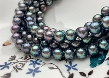 8-10mm AAAA Rare Peacock Round Edison Baroque Pearls Genuine Blue And Gray Peacock Color High Luster Edison Pearl Beads 46 Beads #P1666