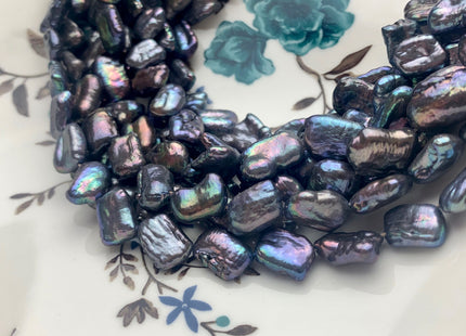 8-10x12-13 mm Blue Peacock Color Irregular Shape Flat Biwa Freshwater Pearl Beads Genuine Cultured Quality Biwa Freshwater Pearls #P1648