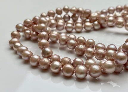 54" Hand Knotted 7-9mm AA Potato Freshwater Pearl Necklaces Natural White OR Pink Genuine Cultured Pearl Long Bridal Necklace #304