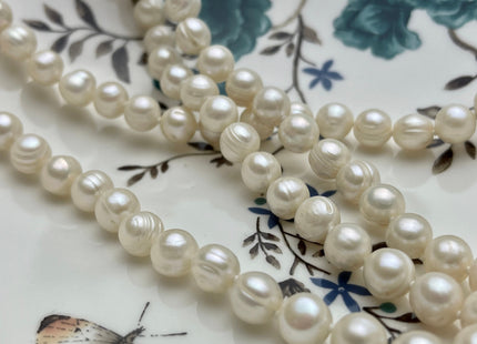 90 inches Hand Knotted 9 mm Ringed Pearl Long Necklace Genuine Natural Freshwater Pearls, Long White Pearl Bridal Necklace #223