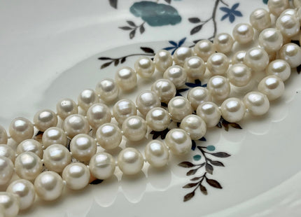 54" Hand Knotted 7-9mm AA Potato Freshwater Pearl Necklaces Natural White OR Pink Genuine Cultured Pearl Long Bridal Necklace #304