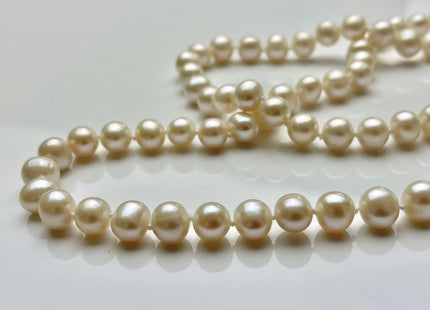 72 inches 8-8.5mm White OR Champange AAA Potato Genuine Freshwater Pearl Necklace, Bridal Pearl Necklace, Long Pearl Necklaces #121