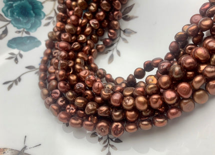 6x6.5-7 mm Dark Browm Color Freshwater Keshi Pearl Beads Genuine Dark Brown Color Keshi Nugget Pearls 61 Pieces #P1715