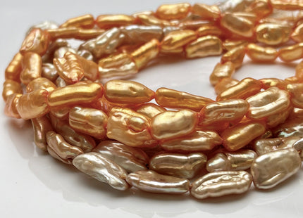 7-9x15-18 mm AA Champagne Or Orange Color Biwa Stick Freshwater Pearls Genuine Champagne Or Orange Biwa Stick Pearls #P1714