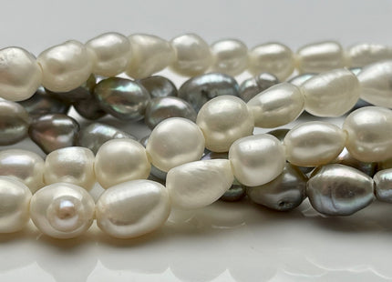 8x10 mm AA Large Hole Rice Nugget Freshwater Pearls 2.0mm Hole, Lustrous Large Hole Genuine Rice Nugget Pearl Beads #1203