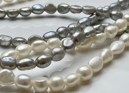 8x10 mm AA Large Hole Rice Nugget Freshwater Pearls 2.0mm Hole, Lustrous Large Hole Genuine Rice Nugget Pearl Beads #1203